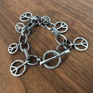 Lucky Brand Peace Sign Link Bracelet